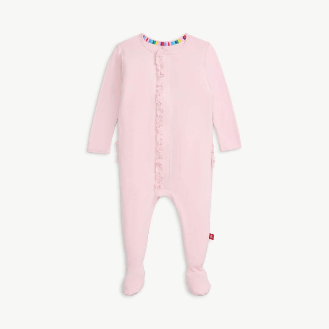 Pink Dogwood Rightfit Magnetic Parent Favorite Footie With Ruffles