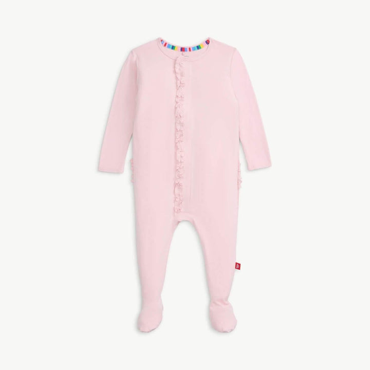 Pink Dogwood Rightfit Magnetic Parent Favorite Footie With Ruffles