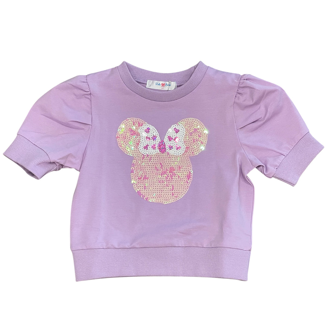 Lavender Minnie Sequin Puff Sleeve Shirt