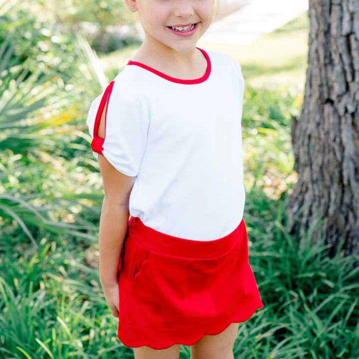 Twist Shirt White with Red