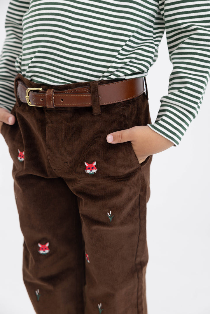 Critter Prep School Pants (Corduroy) Chelsea Chocolate Foxes