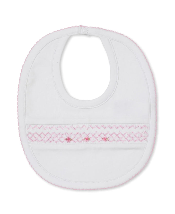 CLB Summer White/Pink Bishop Bib W/Hand Smocked