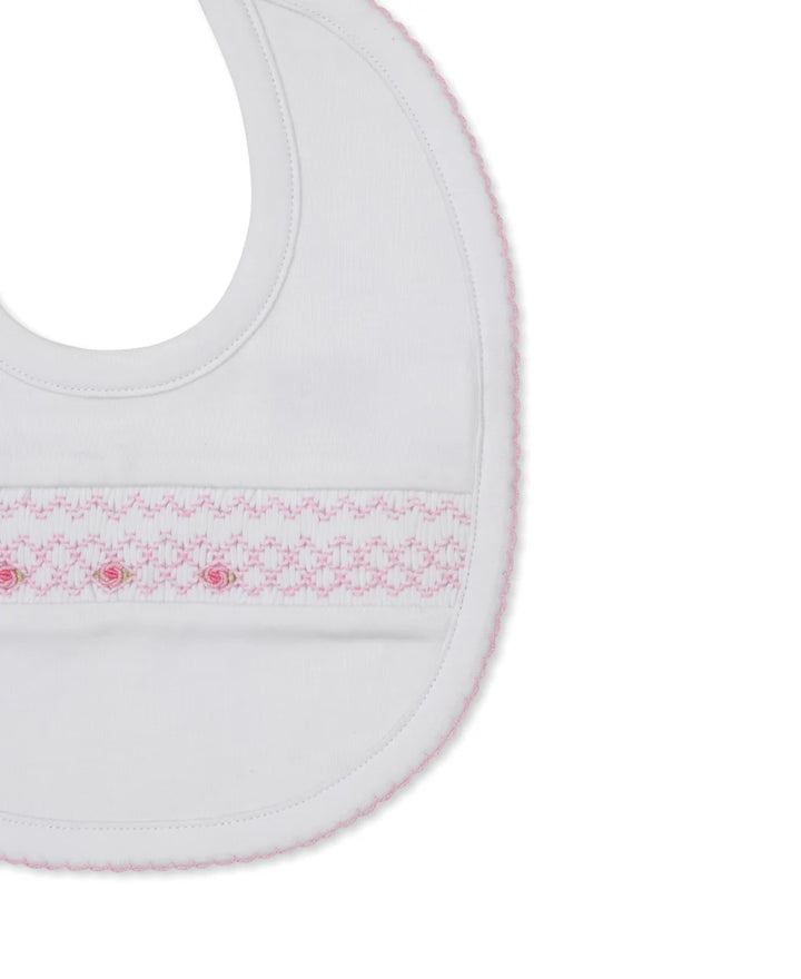 CLB Summer White/Pink Bishop Bib W/Hand Smocked