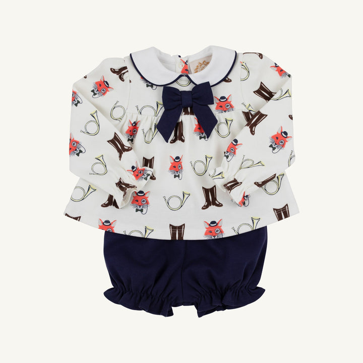 Long Sleeve Banks Bow Bloomer Set Happy Hunting with Worth Avenue White