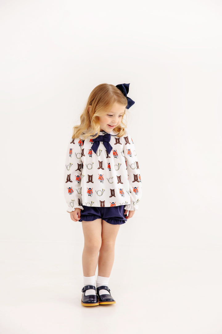Long Sleeve Banks Bow Bloomer Set Happy Hunting with Worth Avenue White