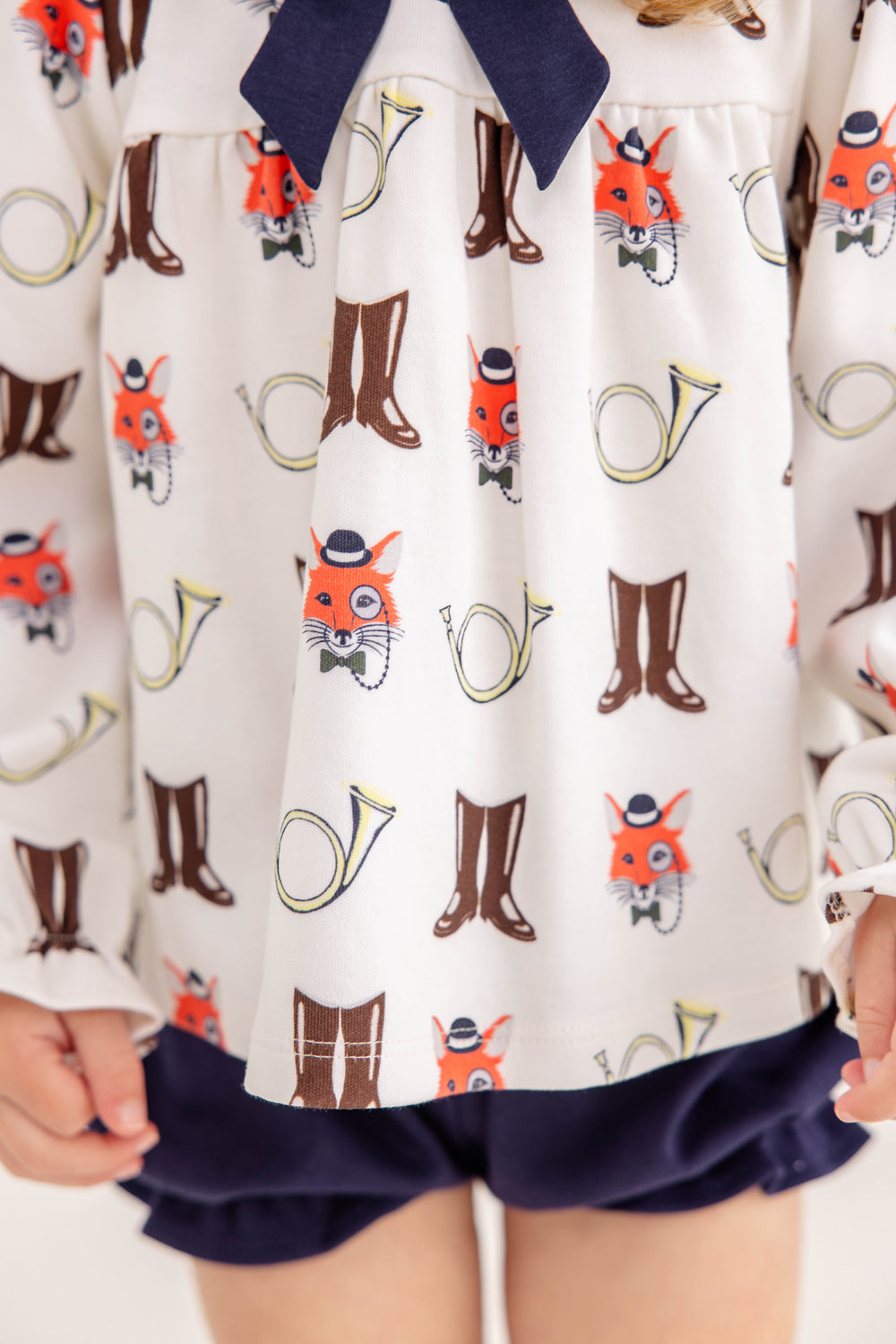 Long Sleeve Banks Bow Bloomer Set Happy Hunting with Worth Avenue White