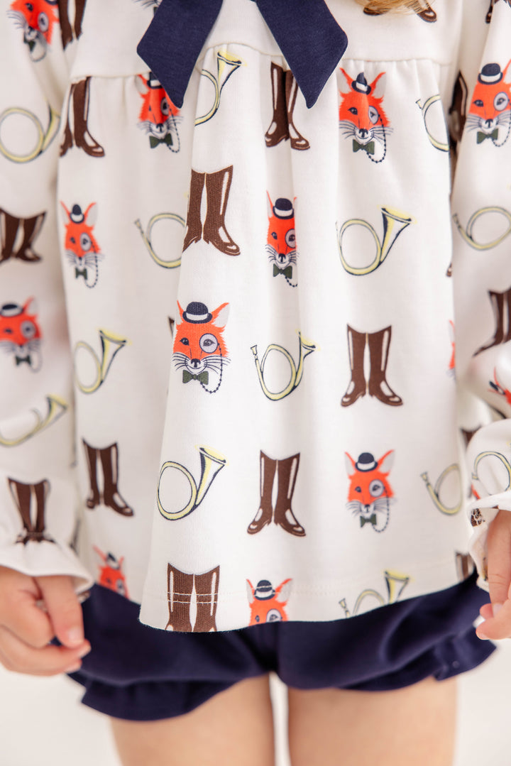 Long Sleeve Banks Bow Bloomer Set Happy Hunting with Worth Avenue White