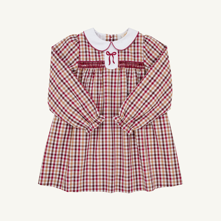 Long Sleeve Mary Dal Dress Easton Pond Plaid with Worth Ave White