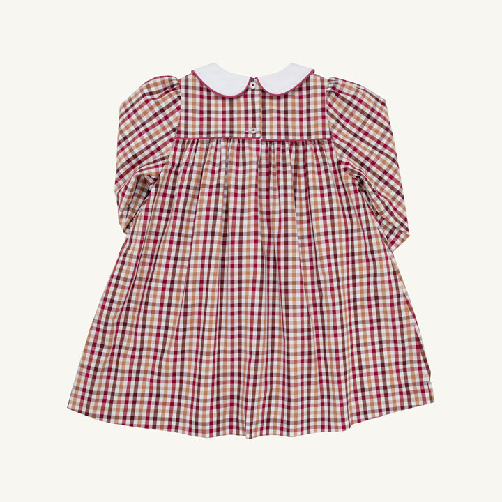 Long Sleeve Mary Dal Dress Easton Pond Plaid with Worth Ave White