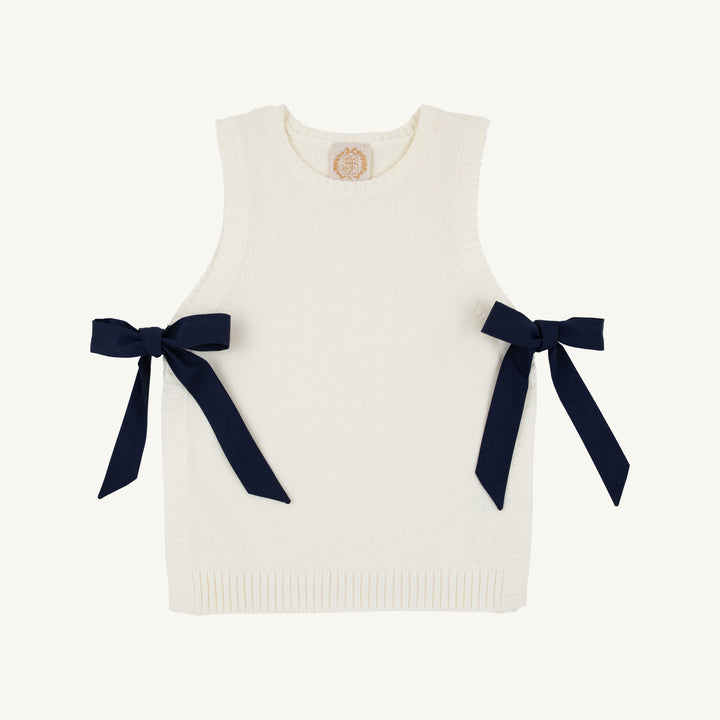 Shae Sweater Vest Palmetto Pearl with Nantucket Navy