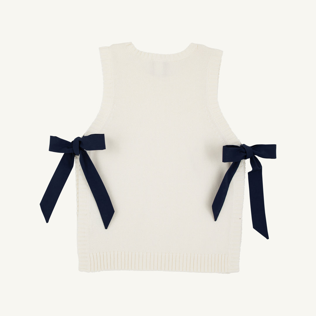 Shae Sweater Vest Palmetto Pearl with Nantucket Navy