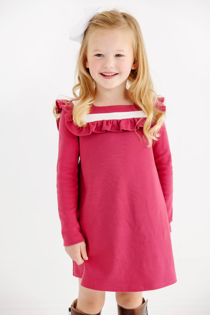 Long Sleeve Darla Dress Begley Berry with Palmetto Pearl