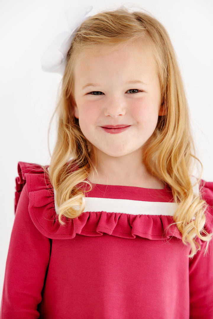 Long Sleeve Darla Dress Begley Berry with Palmetto Pearl