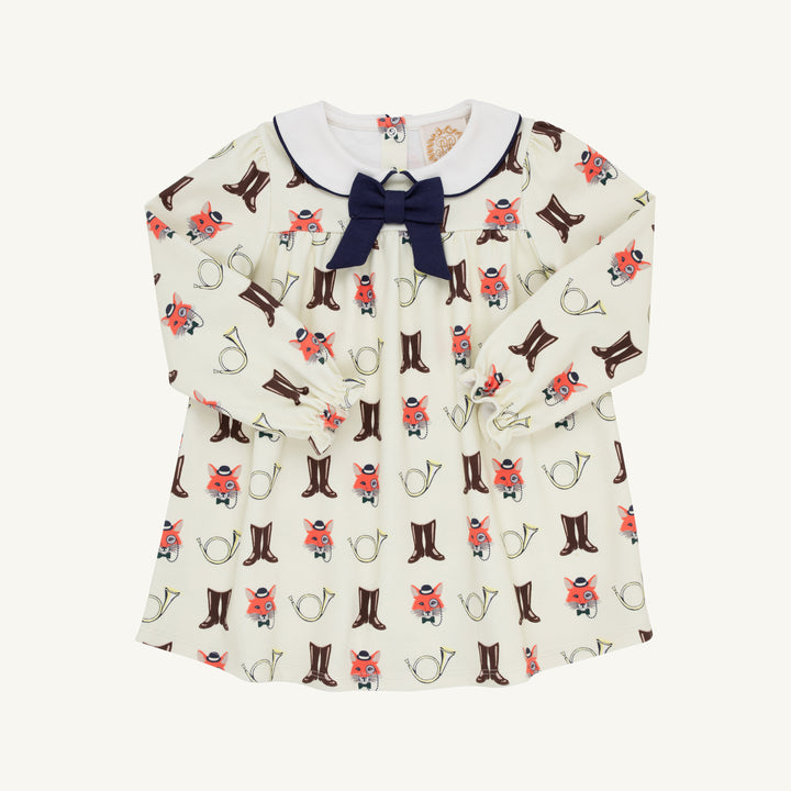 Long Sleeve Banks Bow Dress Happy Hunting with Worth Avenue White
