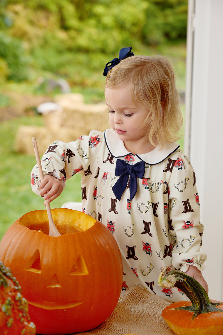 Long Sleeve Banks Bow Dress Happy Hunting with Worth Avenue White