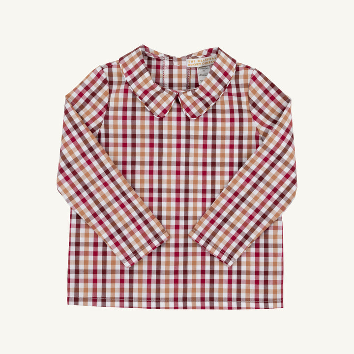 Peter Pan Collar Shirt Long Sleeve (Woven) Easton Pon Plaid