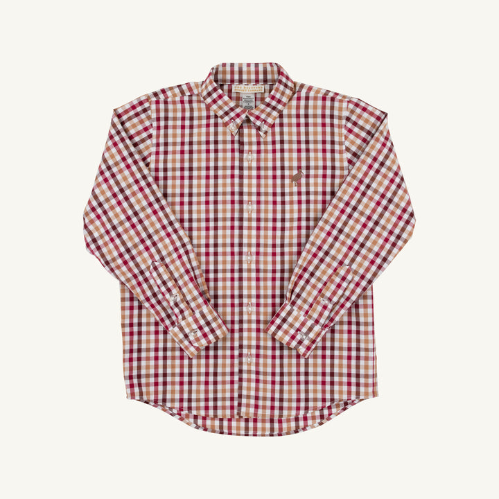 Deans List Dress Shirt Easton Pond Plaid with Gray Bay Brown