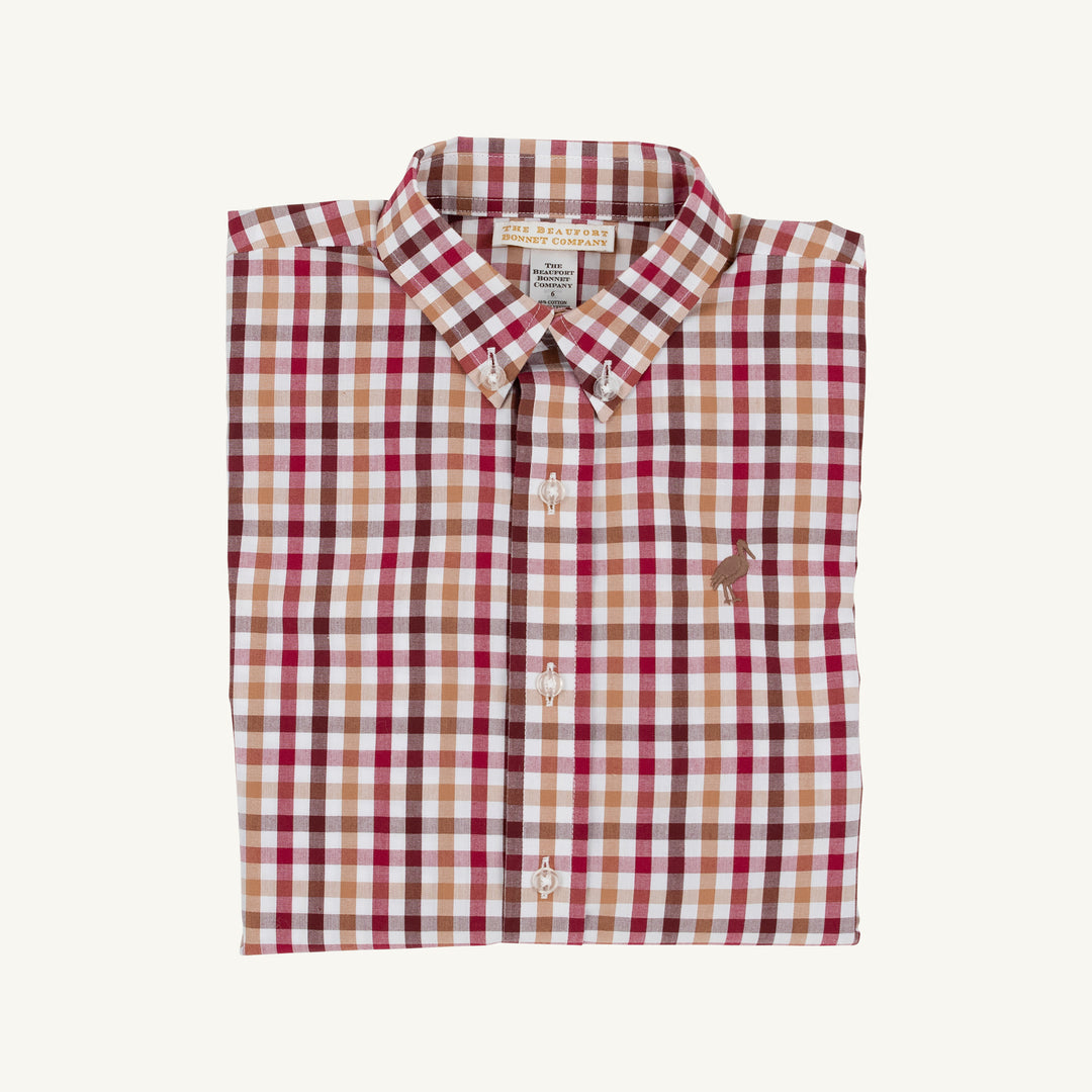 Deans List Dress Shirt Easton Pond Plaid with Gray Bay Brown