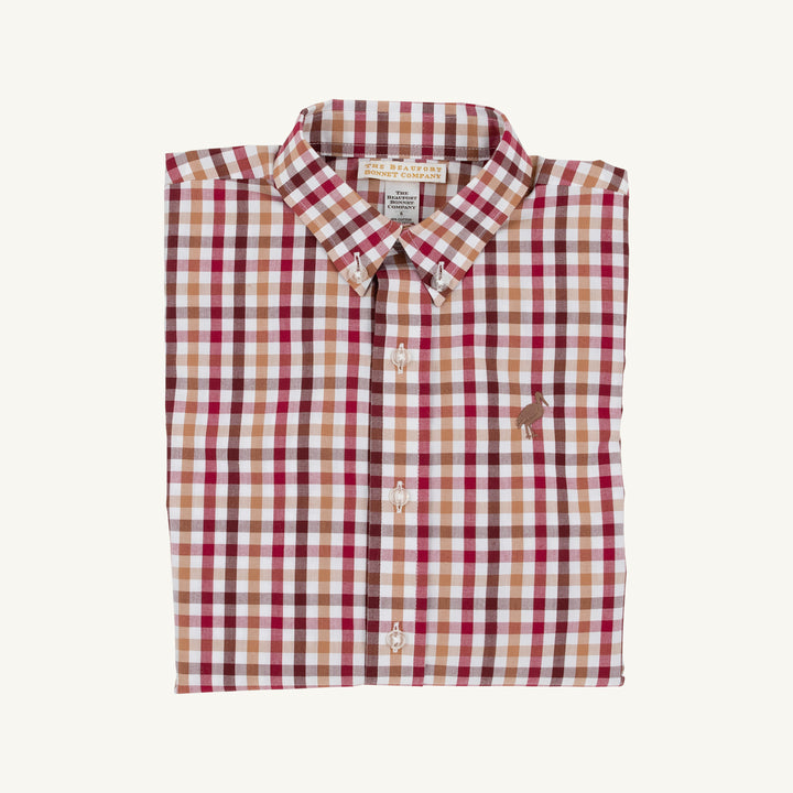 Deans List Dress Shirt Easton Pond Plaid with Gray Bay Brown