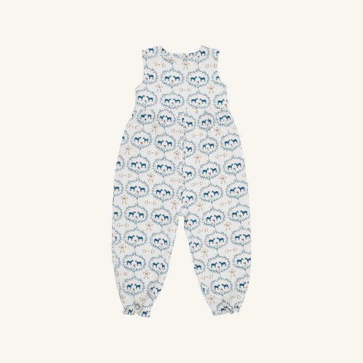 Sleeveless Rebecca Romper (Quilted) - Horse Bits and Bows with Palmetto Pearl