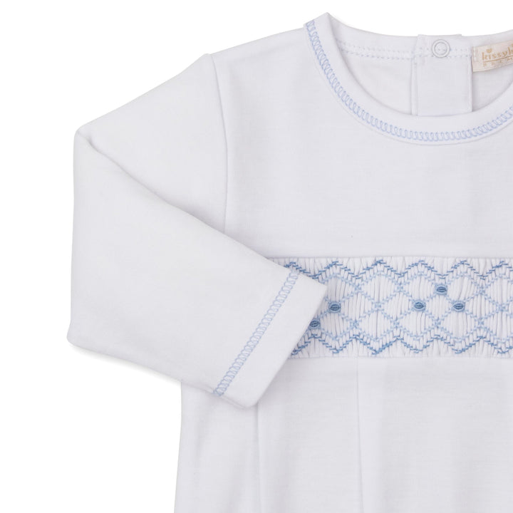 CLB Summer 26 White/Light Blue W/Hand Smocked Sack