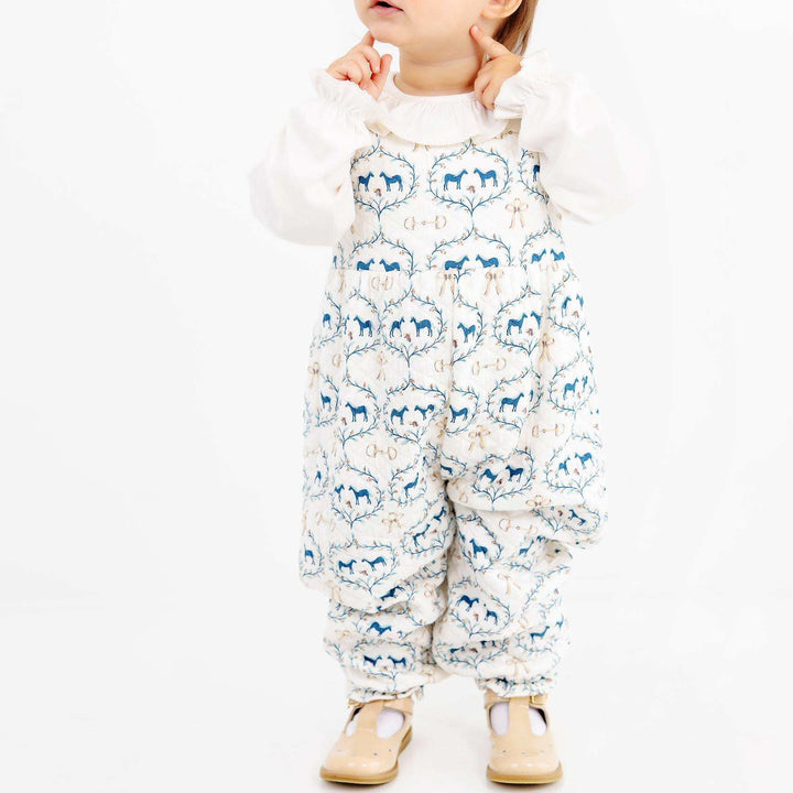 Sleeveless Rebecca Romper (Quilted) - Horse Bits and Bows with Palmetto Pearl