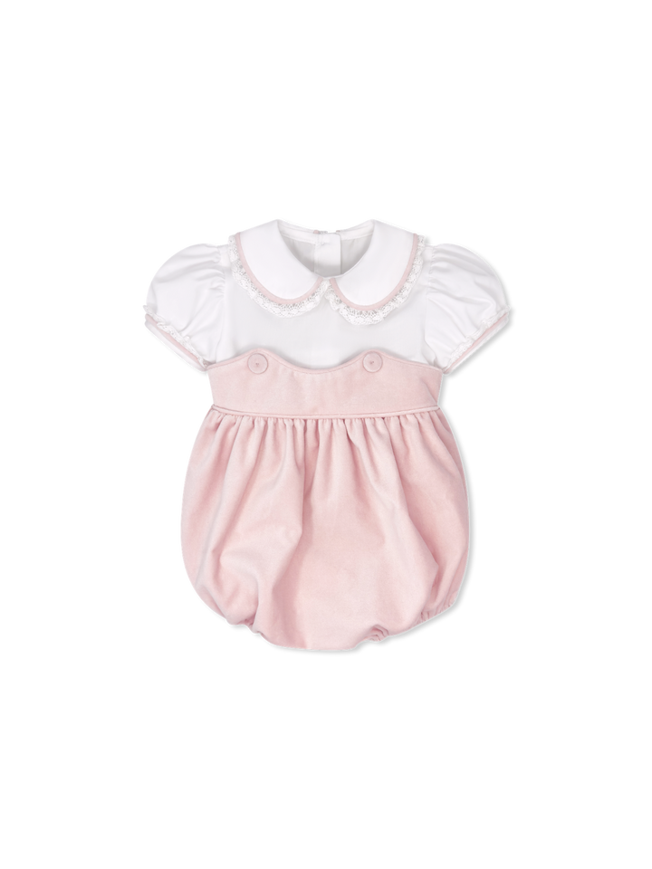 Sundays Best Bubble Petite Pink Velvet With White Batiste Top, White Lace