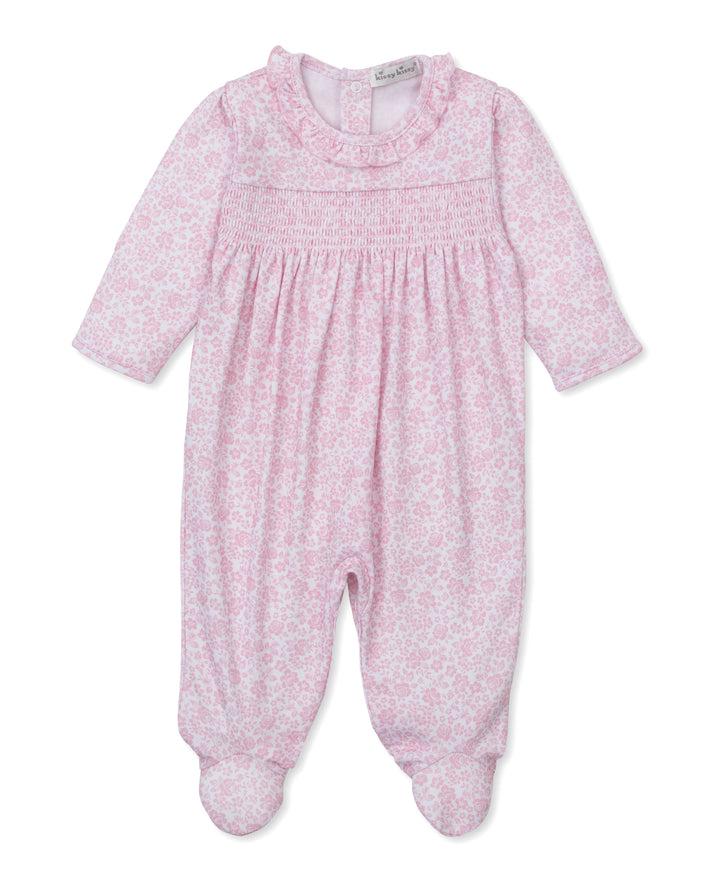 Country Gardens Footie Print Smocked Pink