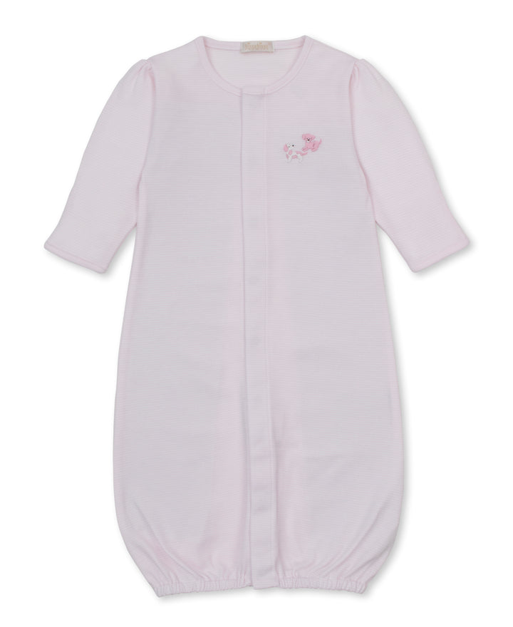 Premier Puppy Paws Pink Hand Embroidered Stripe Convertible Gown