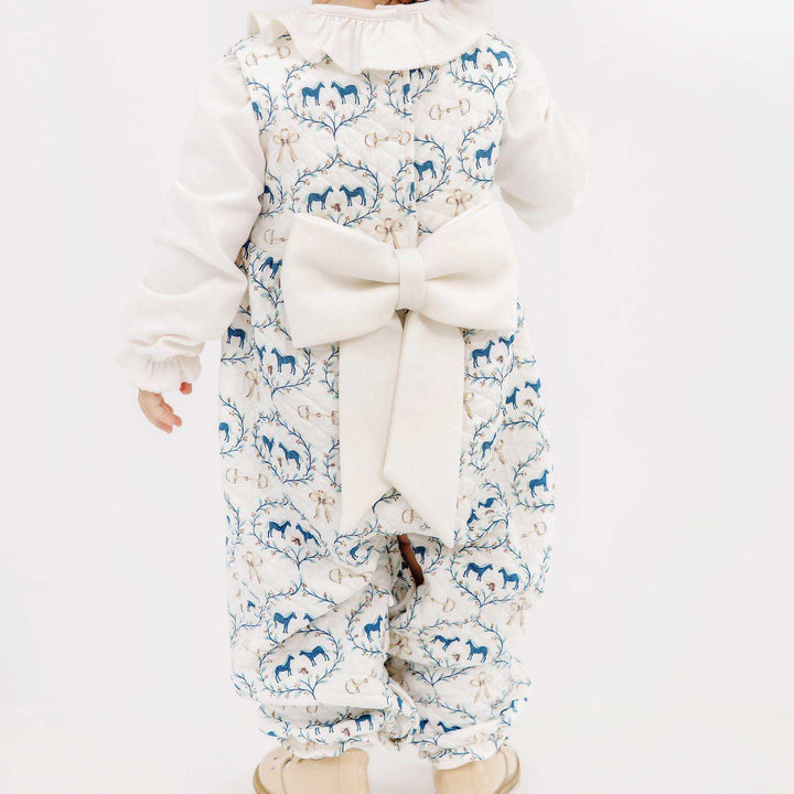Sleeveless Rebecca Romper (Quilted) - Horse Bits and Bows with Palmetto Pearl