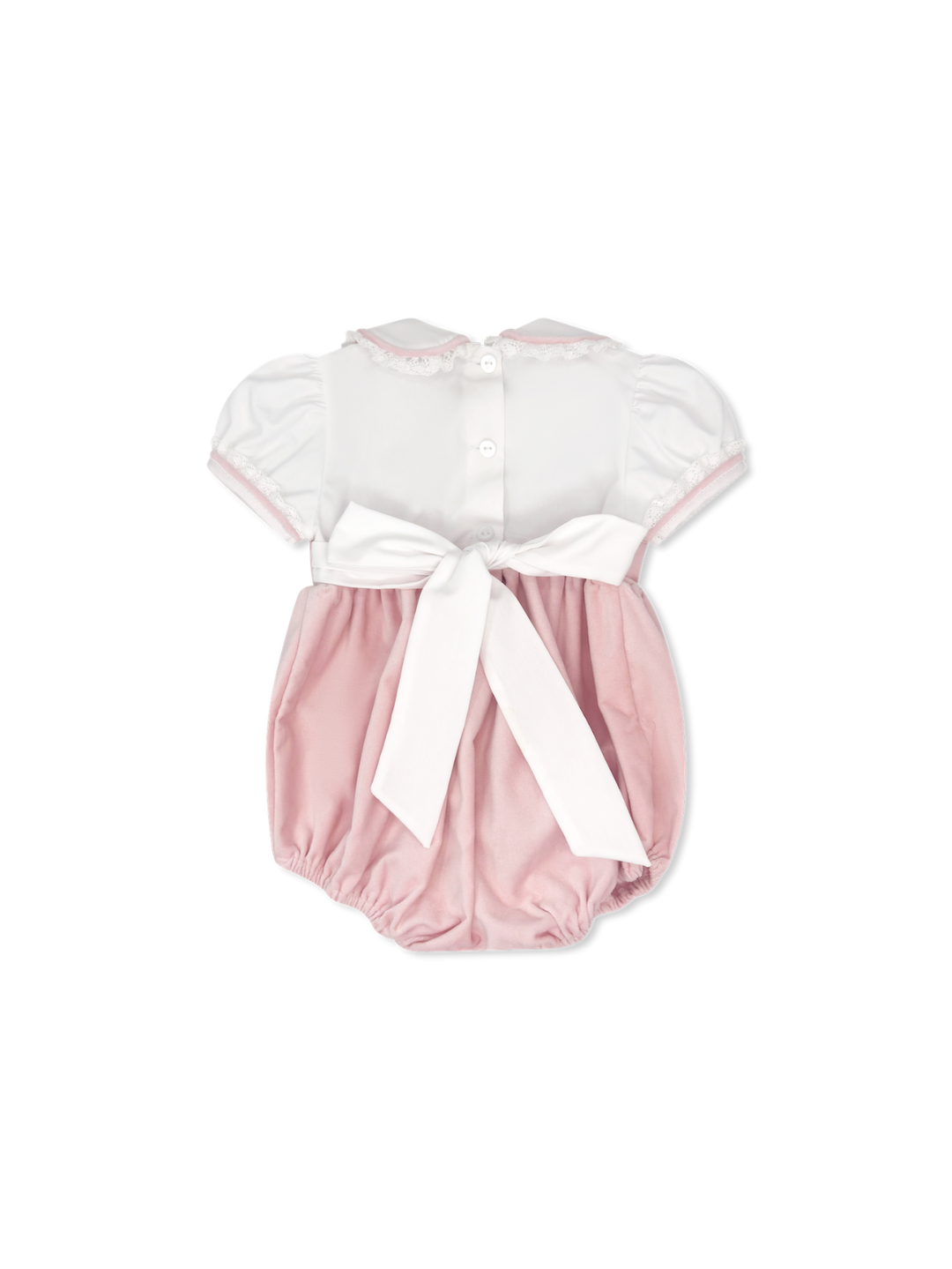 Sundays Best Bubble Petite Pink Velvet With White Batiste Top, White Lace