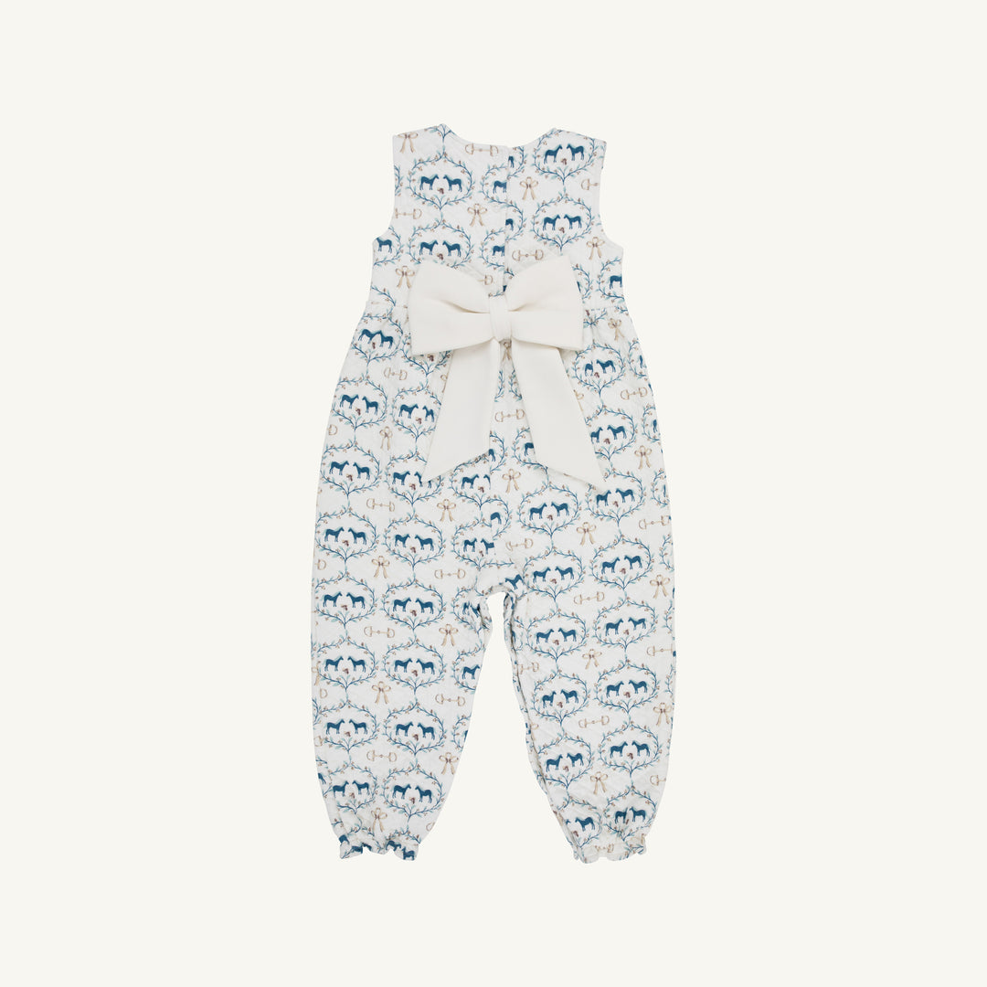 Sleeveless Rebecca Romper (Quilted) - Horse Bits and Bows with Palmetto Pearl