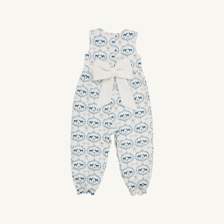 Sleeveless Rebecca Romper (Quilted) - Horse Bits and Bows with Palmetto Pearl