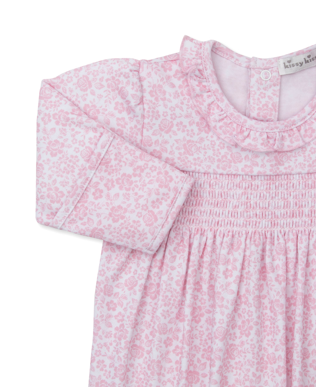 Country Gardens Footie Print Smocked Pink