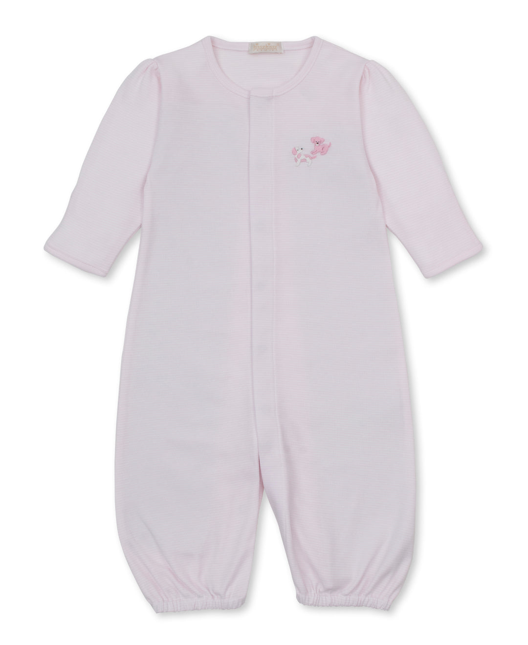 Premier Puppy Paws Pink Hand Embroidered Stripe Convertible Gown