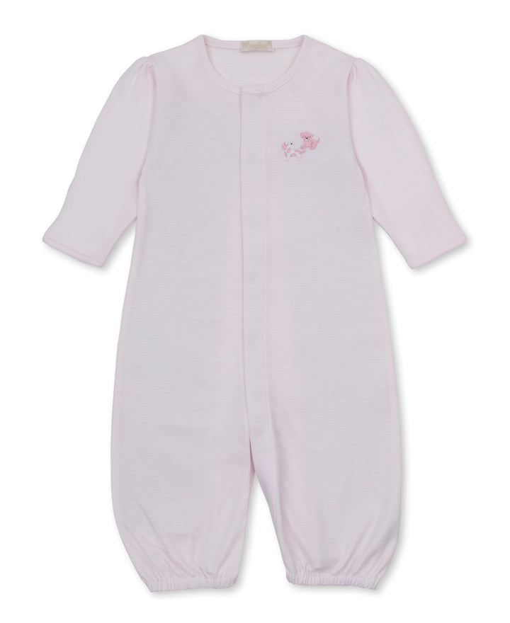 Premier Puppy Paws Pink Hand Embroidered Stripe Convertible Gown