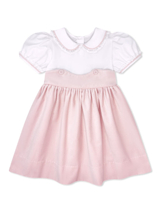 Sundays Best Dress Petite Pink Velvet, White Batiste Tops, White Lace