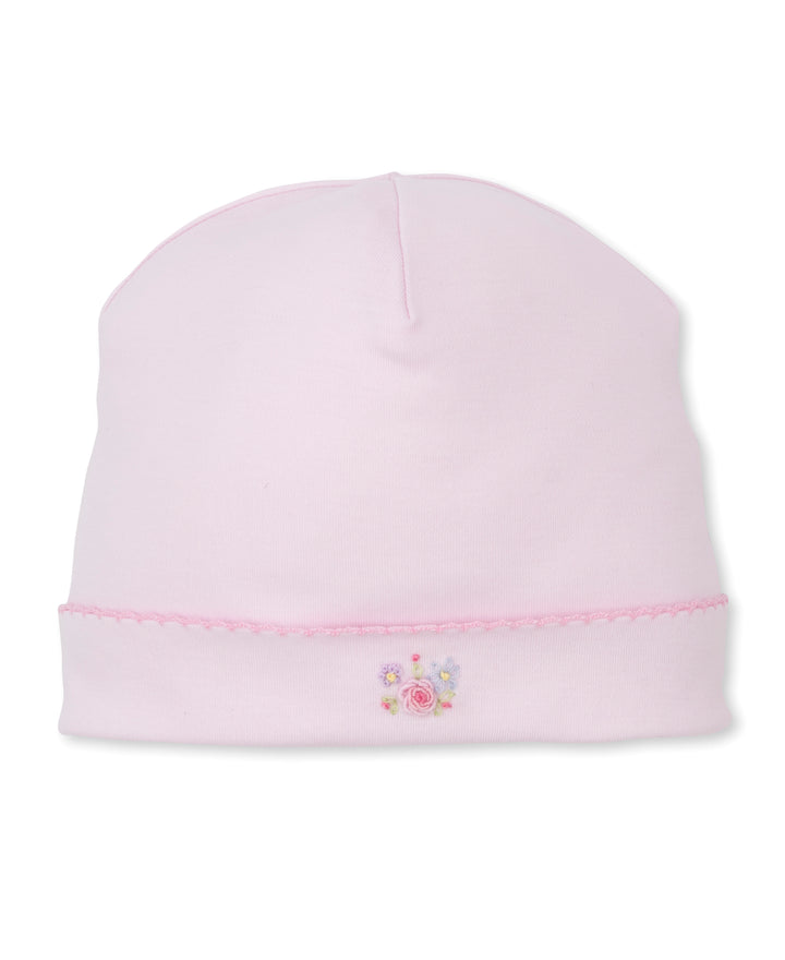 Pink Premier Flowers &amp; Vines Hat w/ Hand Embroidered Stripe