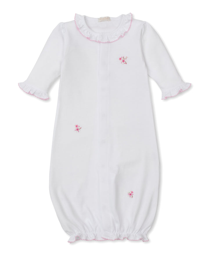 SCE Rose Blooms White/Pink Hand Embroidered Convertible Gown