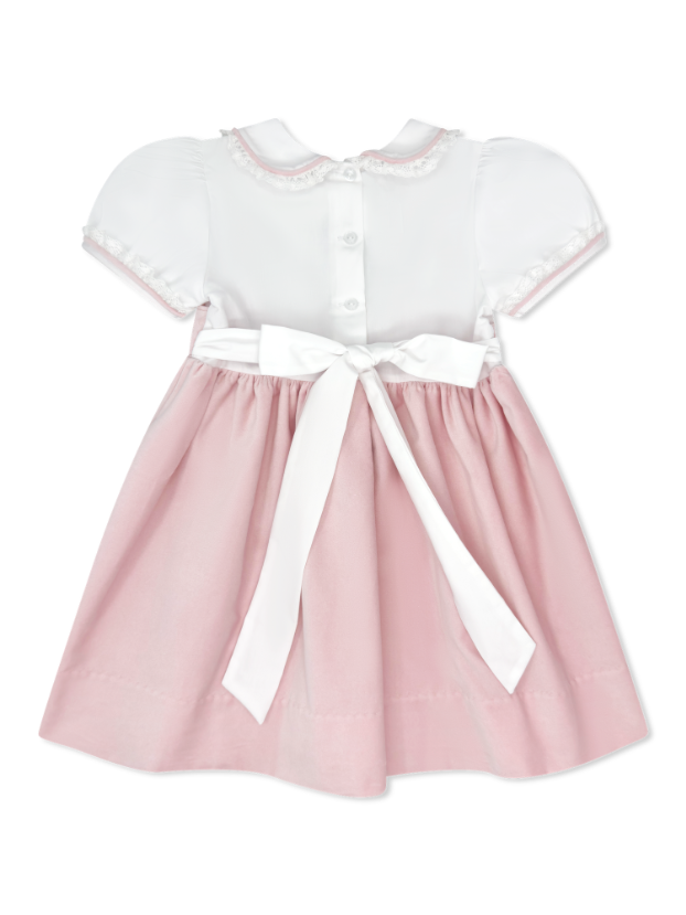 Sundays Best Dress Petite Pink Velvet, White Batiste Tops, White Lace