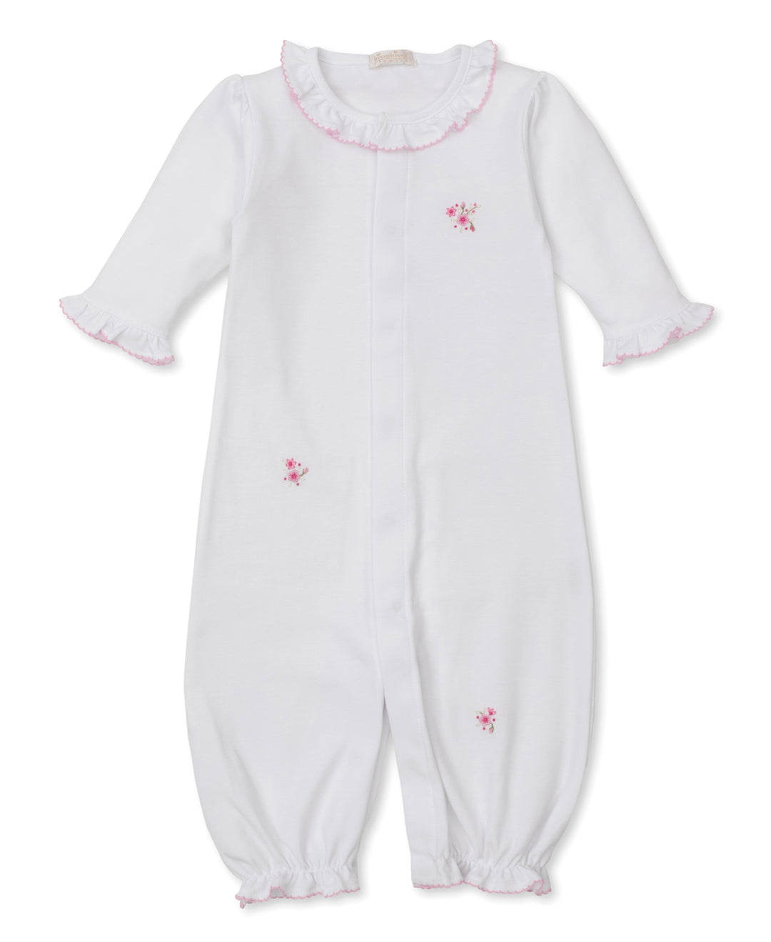 SCE Rose Blooms White/Pink Hand Embroidered Convertible Gown