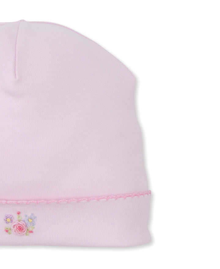 Pink Premier Flowers &amp; Vines Hat w/ Hand Embroidered Stripe