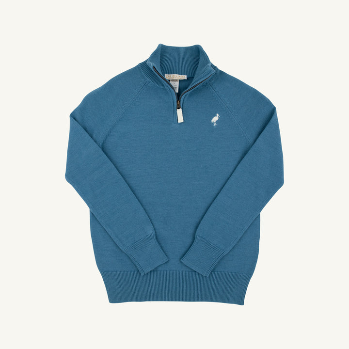 Hayden Half Zip Sweater - Barnsley Blue with Palmetto Pearl