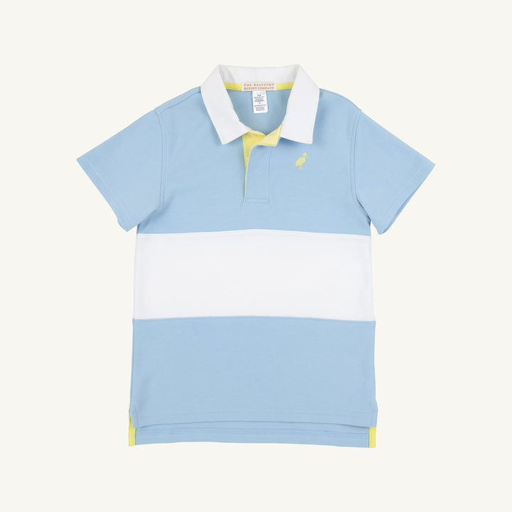 Short Sleeve Rollins Rugby Shirt Beale Street Blue with Worth Ave White