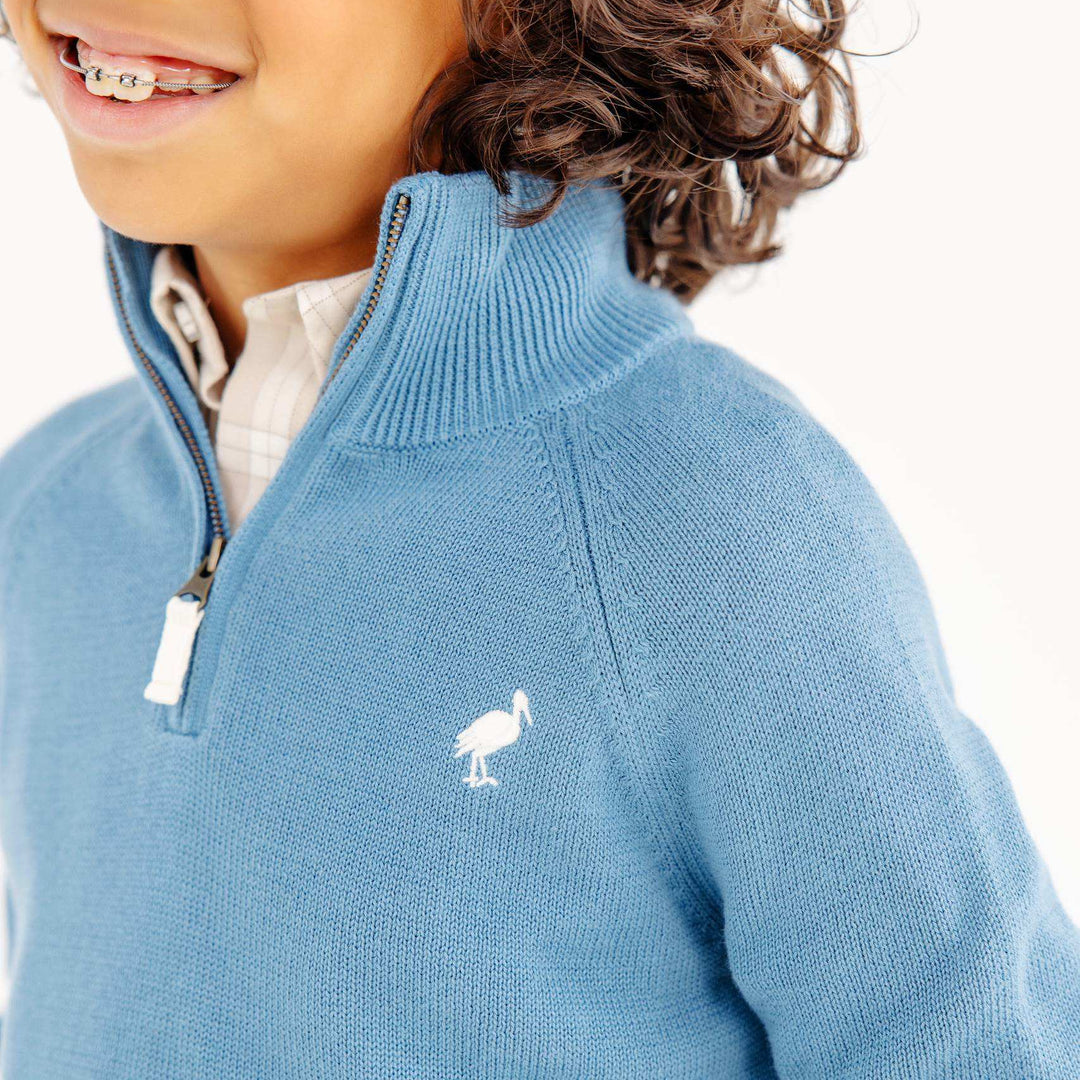 Hayden Half Zip Sweater - Barnsley Blue with Palmetto Pearl