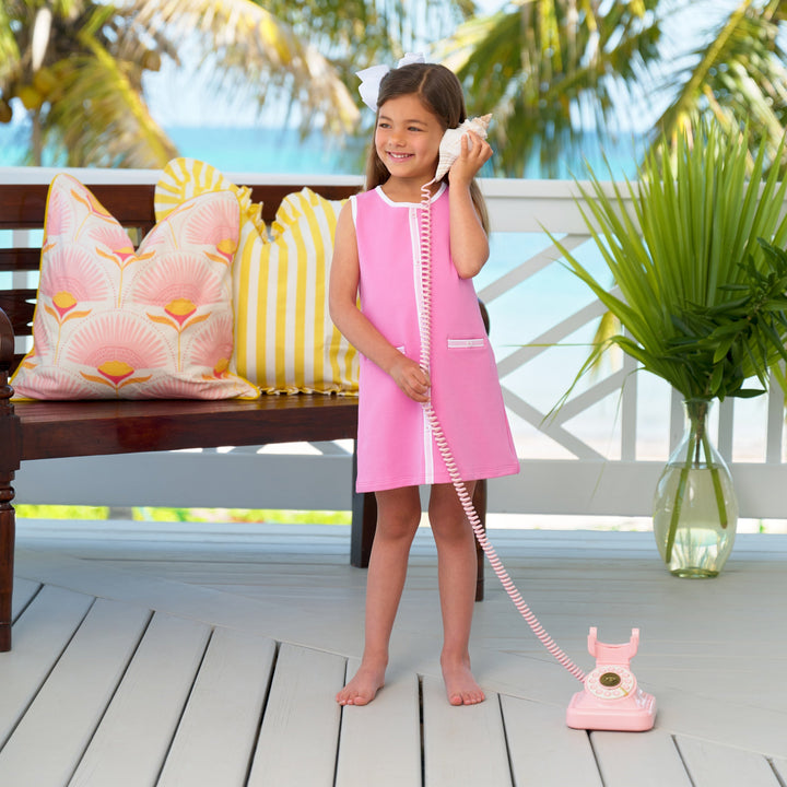 Annie Apron Dress Winter Park Pink with Worth Ave White