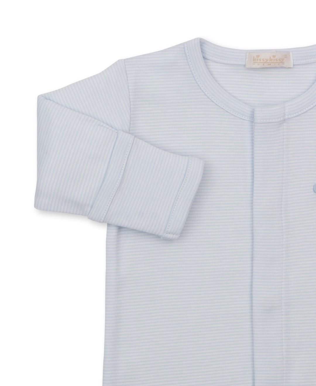 Premier Puppy Paws Light Blue Hand Embroidered Stripe Footie