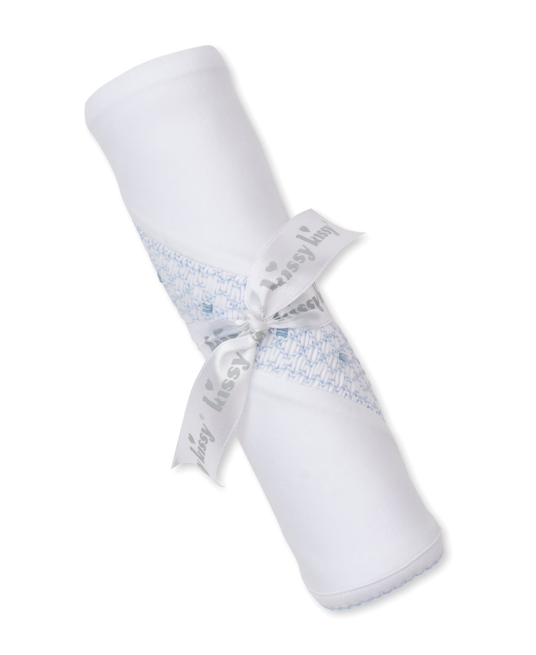 CLB Fall  White/Light Blue Blanket W/Hand Smocked
