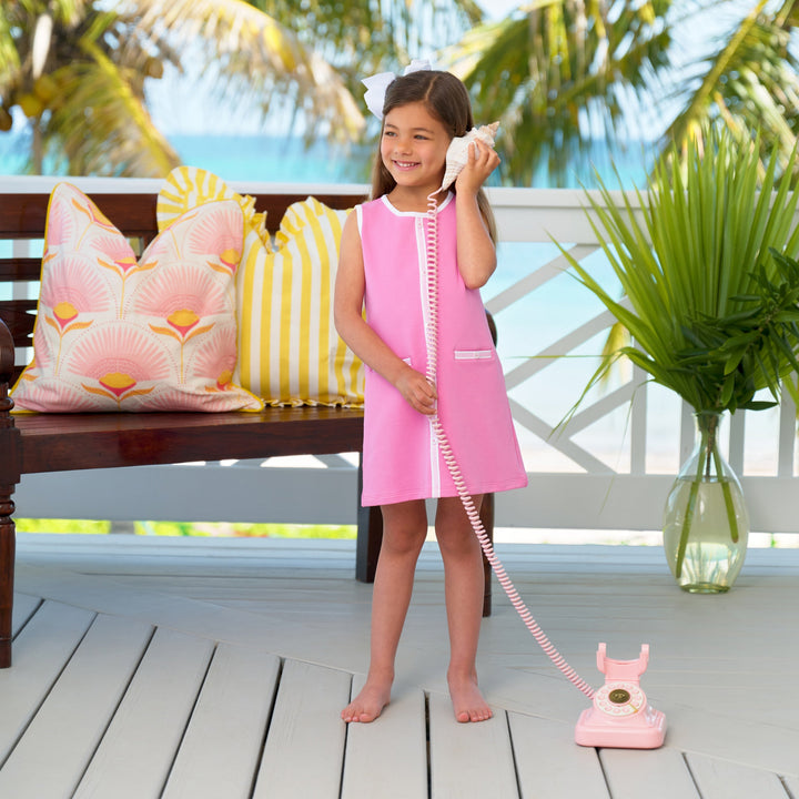 Annie Apron Dress Winter Park Pink with Worth Ave White