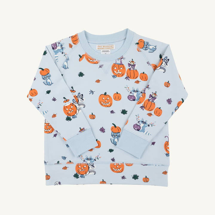 Cassidy Comfy Crewneck Candy and Critters in Buckhead Blue